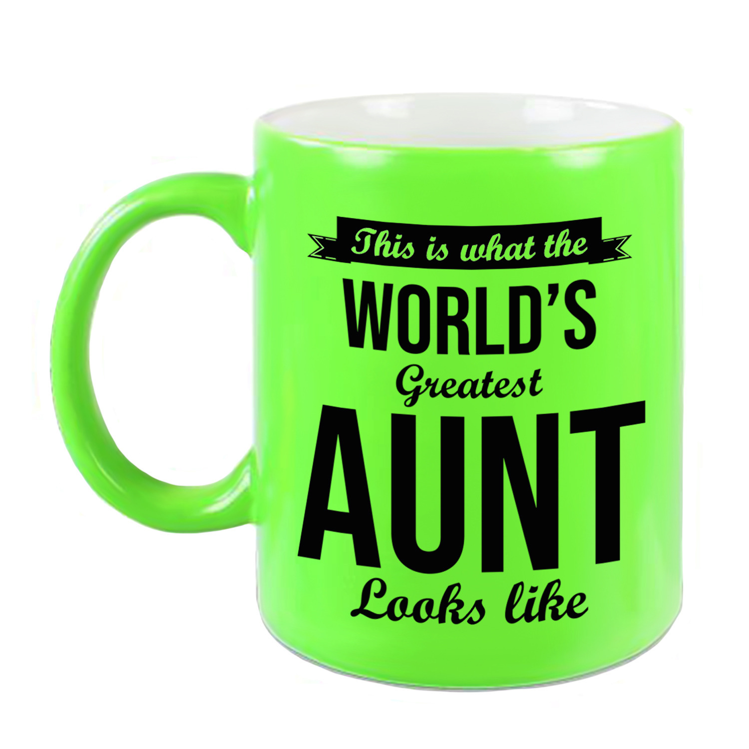 Tante cadeau mok / beker neon groen This is what the Worlds Greatest Aunt looks like