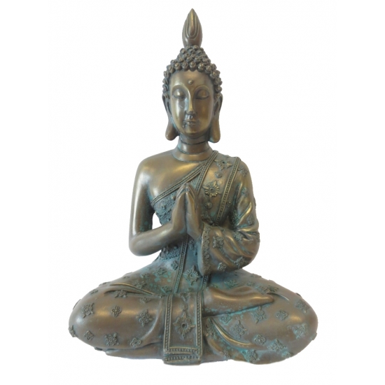 Thais boeddha beeldje brons 18 cm lotushouding
