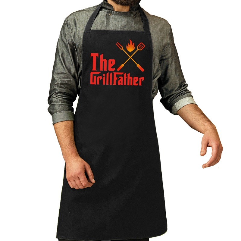 The GrillFather barbecue schort / keukenschort zwart voor heren