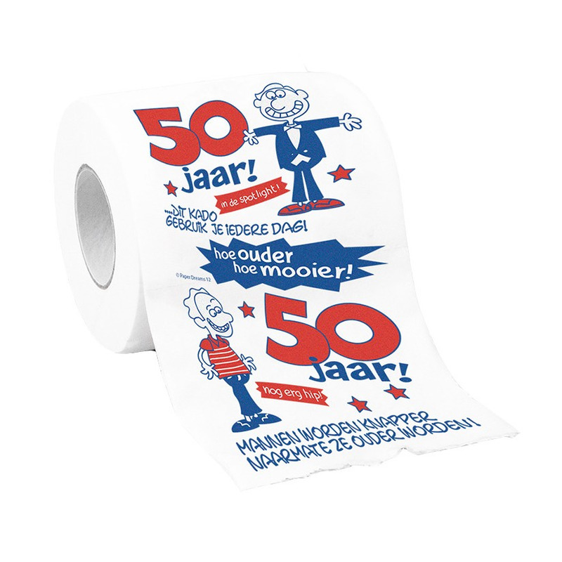 Toiletpapier rollen 50 jaar man verjaardagscadeau decoratie/versiering
