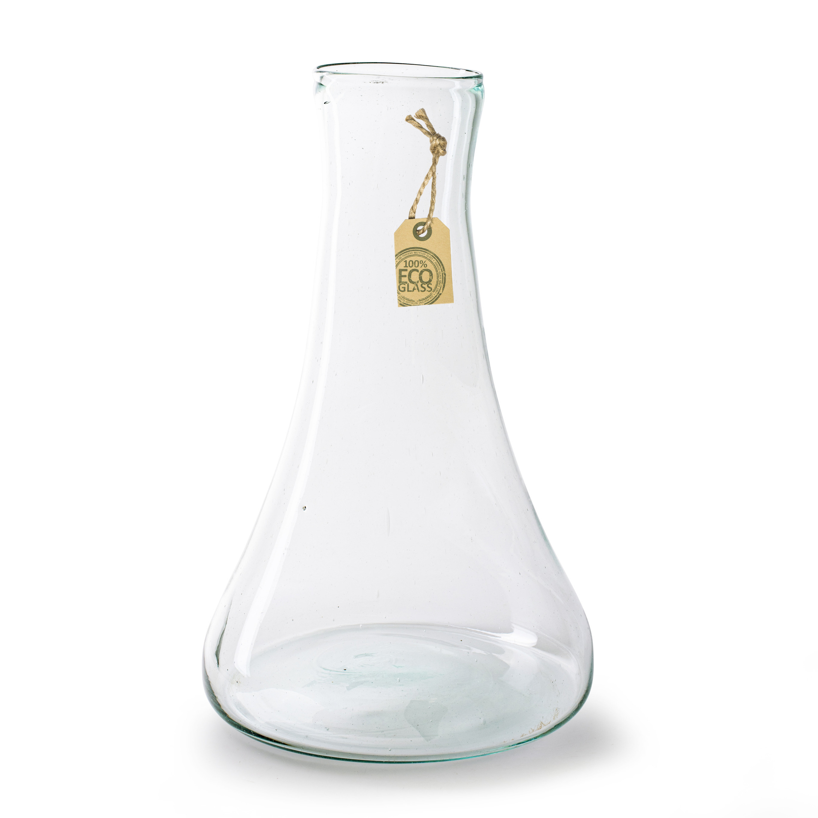 Transparante Eco vaas/vazen met hals van glas 40 x 25 cm