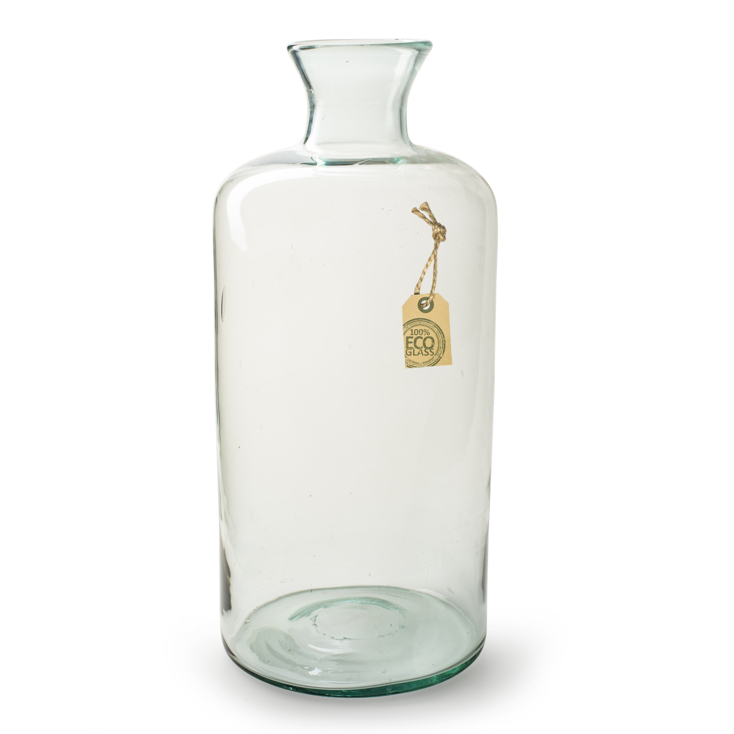 Transparante Eco vaas-vazen met hals van glas 44 x 18 cm