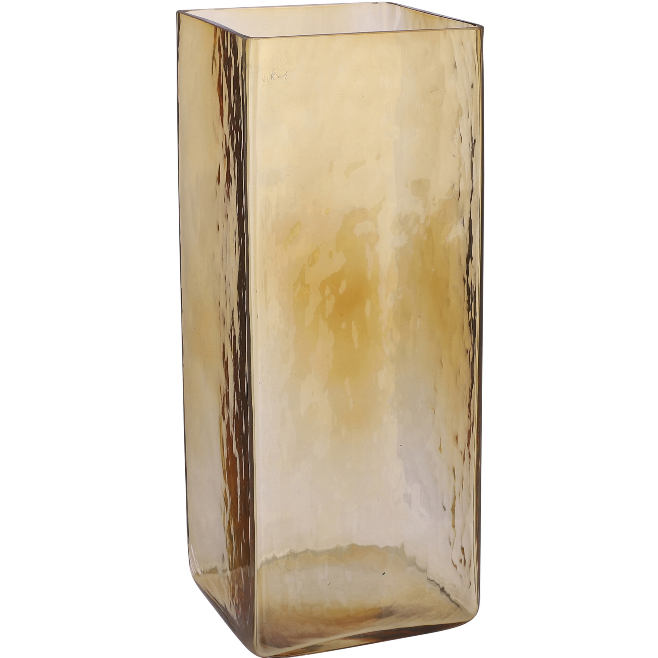 Transparante/lichtbruine accubak vaas/vazen van glas 14 x 14 x 35 cm