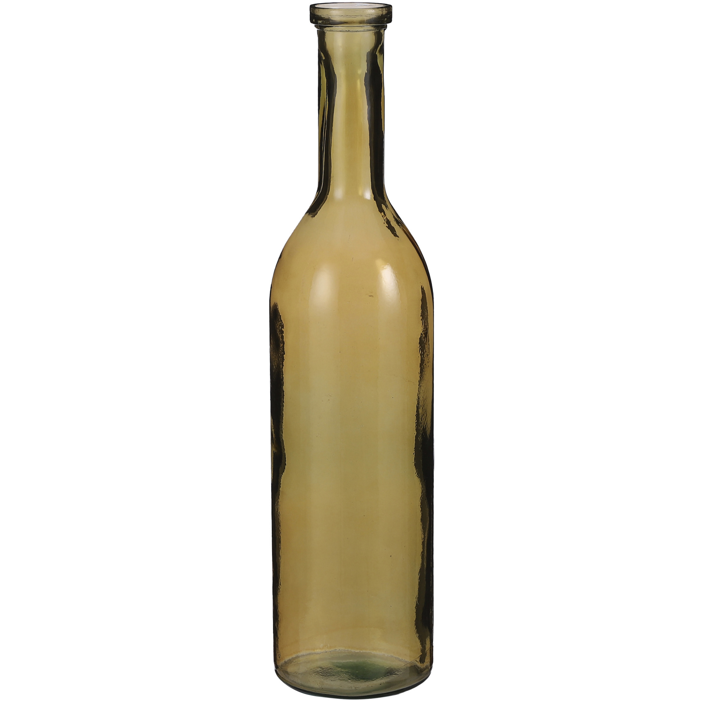 Transparante/okergele fles vaas/vazen van eco glas 18 x 75 cm