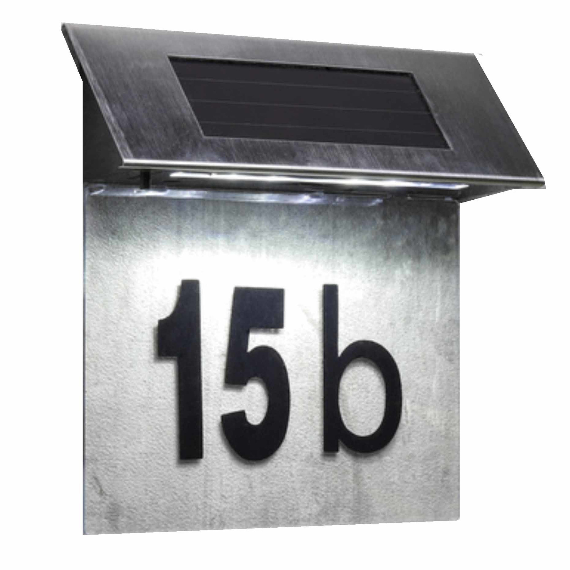 Transparante solar huisnummer plaat met LED licht