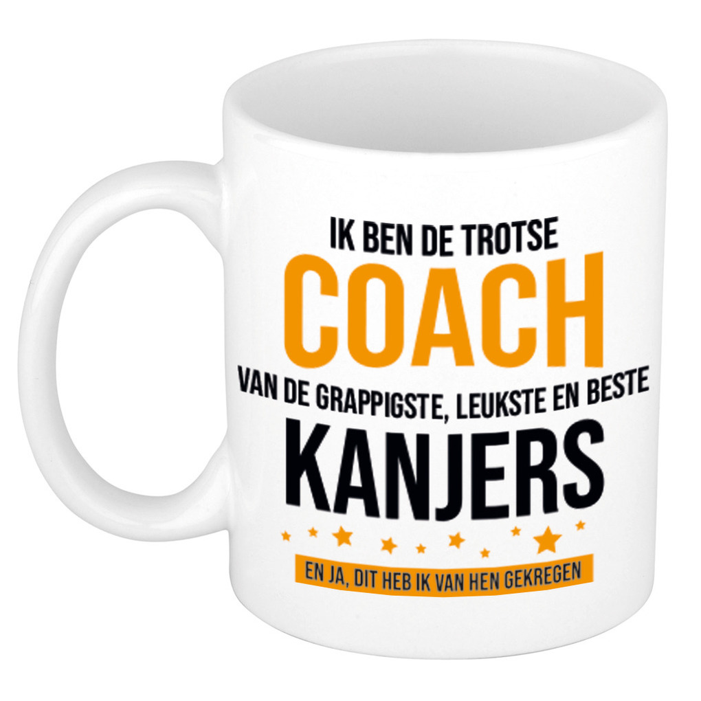 Trotse coach kanjers cadeau koffiemok / theebeker 300 ml