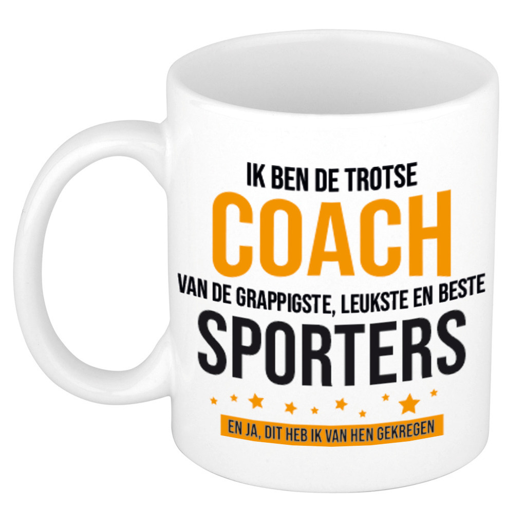 Trotse coach sporters cadeau koffiemok / theebeker 300 ml