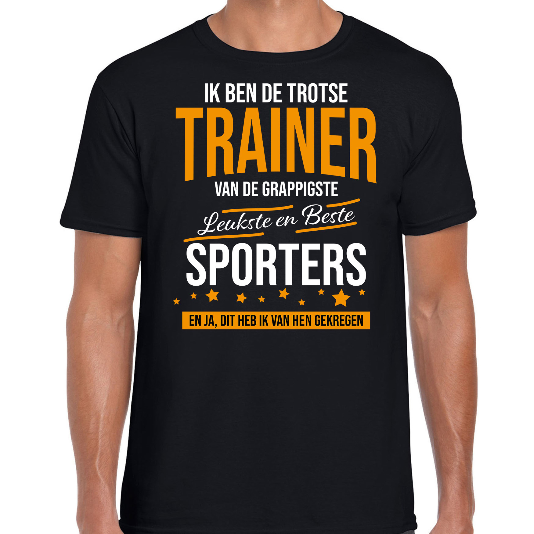 Trotse trainer van de beste sporters cadeau t-shirt zwart voor heren
