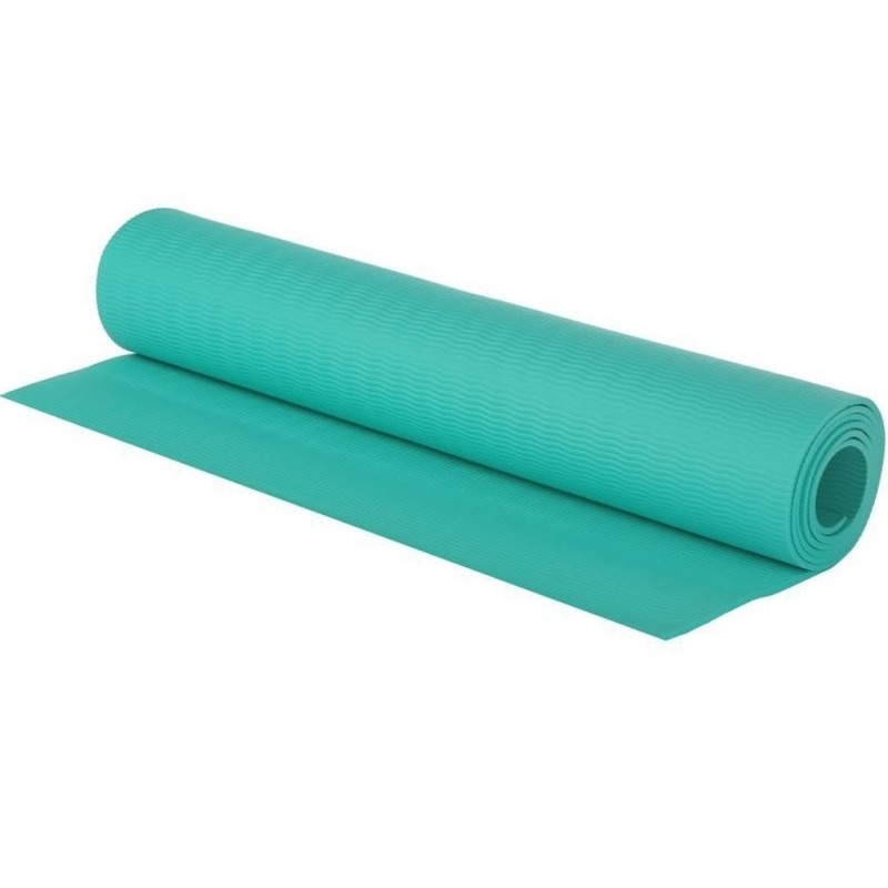 Turquoise blauwe yogamat/sportmat 180 x 60 cm