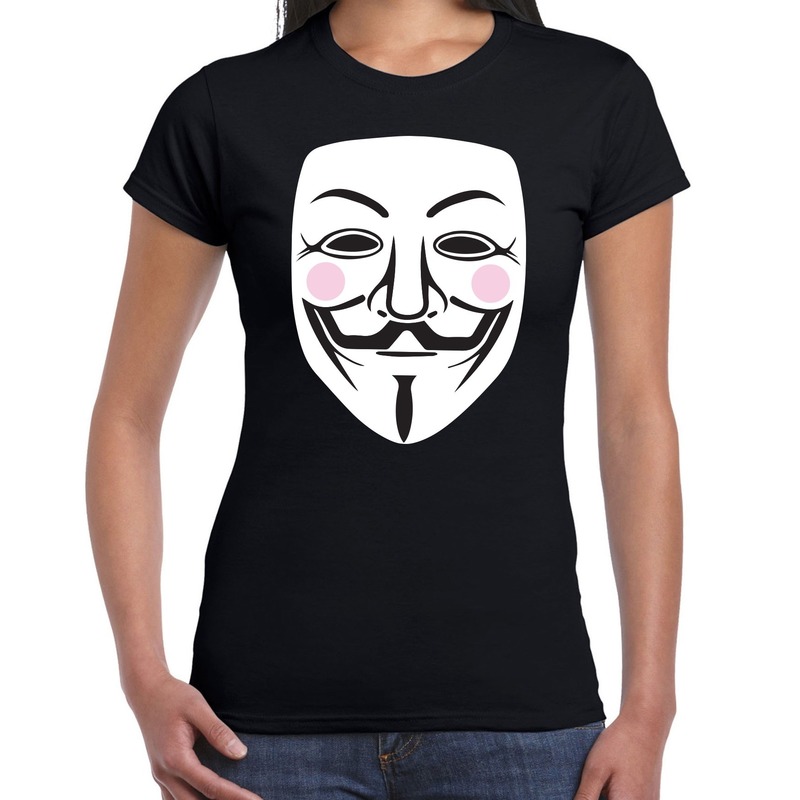 V for Vendetta masker t-shirt zwart voor dames