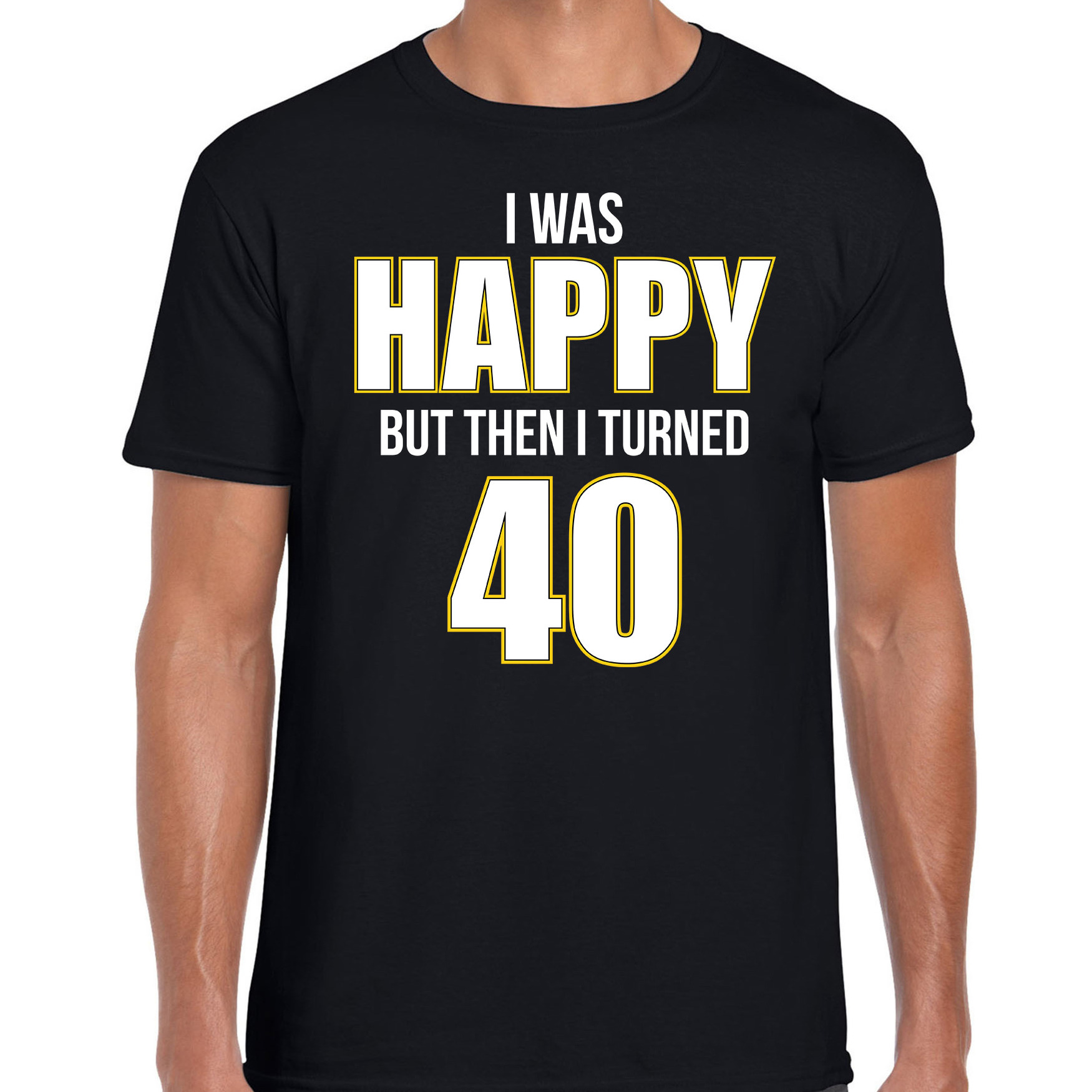 Verjaardag cadeau t-shirt 40 jaar - happy 40 zwart voor heren
