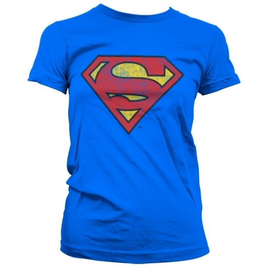 Vintage Superman logo verkleed t-shirt blauw dames