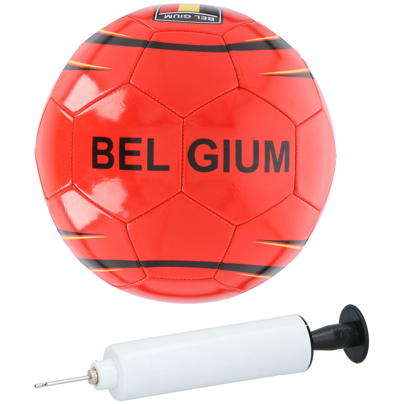 Voetbal Belgie rood 21 cm inclusief pomp en net