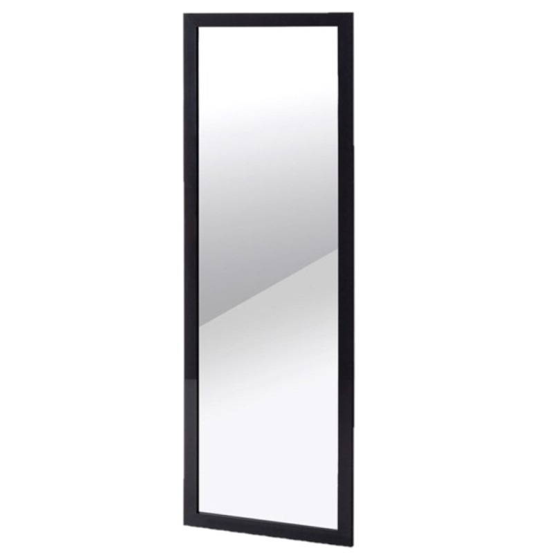 Wandspiegel/passpiegel rechthoekig met houten frame zwart 30 x 90 cm