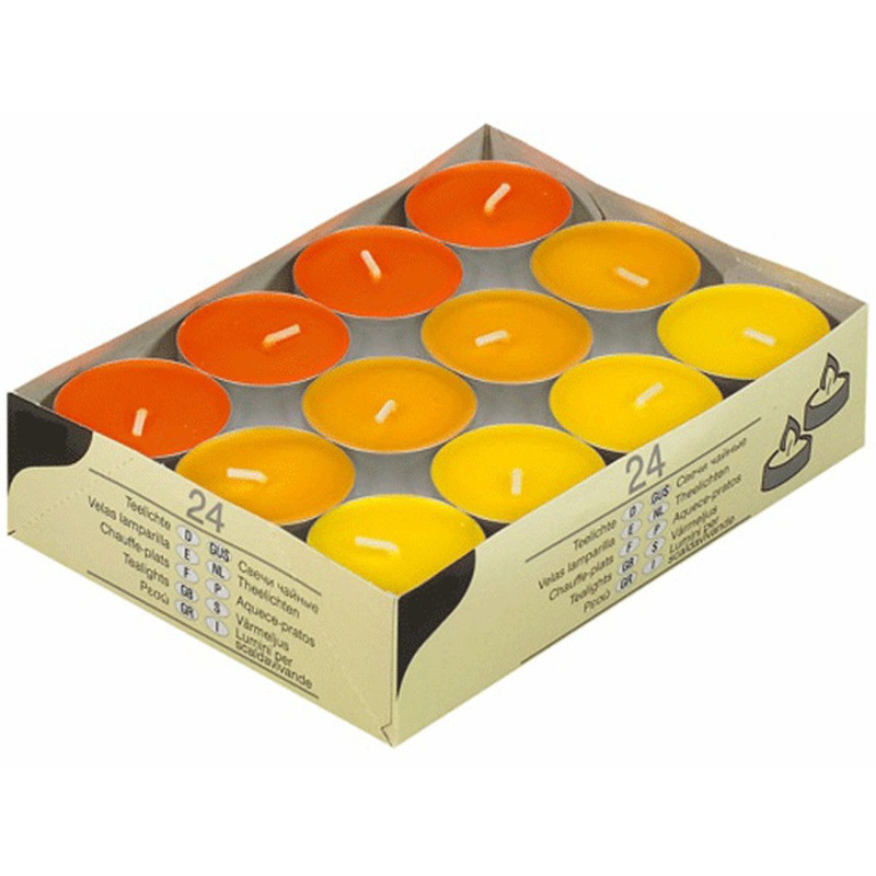 Waxine kaarsjes 24 stuks oranje tinten