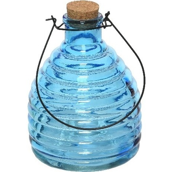 Wespenvanger/wespenval blauw 17 cm van glas