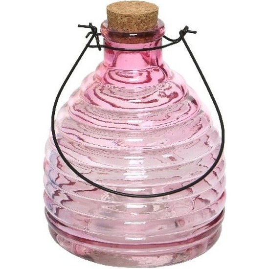Wespenvanger/wespenval roze 17 cm van glas