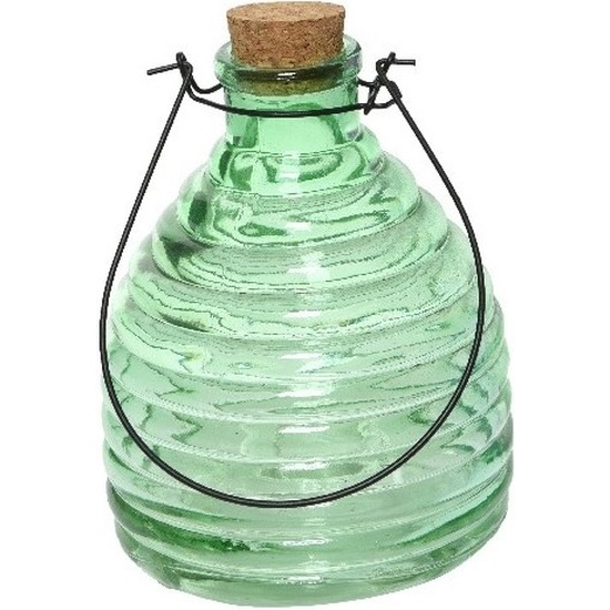 Wespenvanger/wespenval transparant groen 17 cm van glas