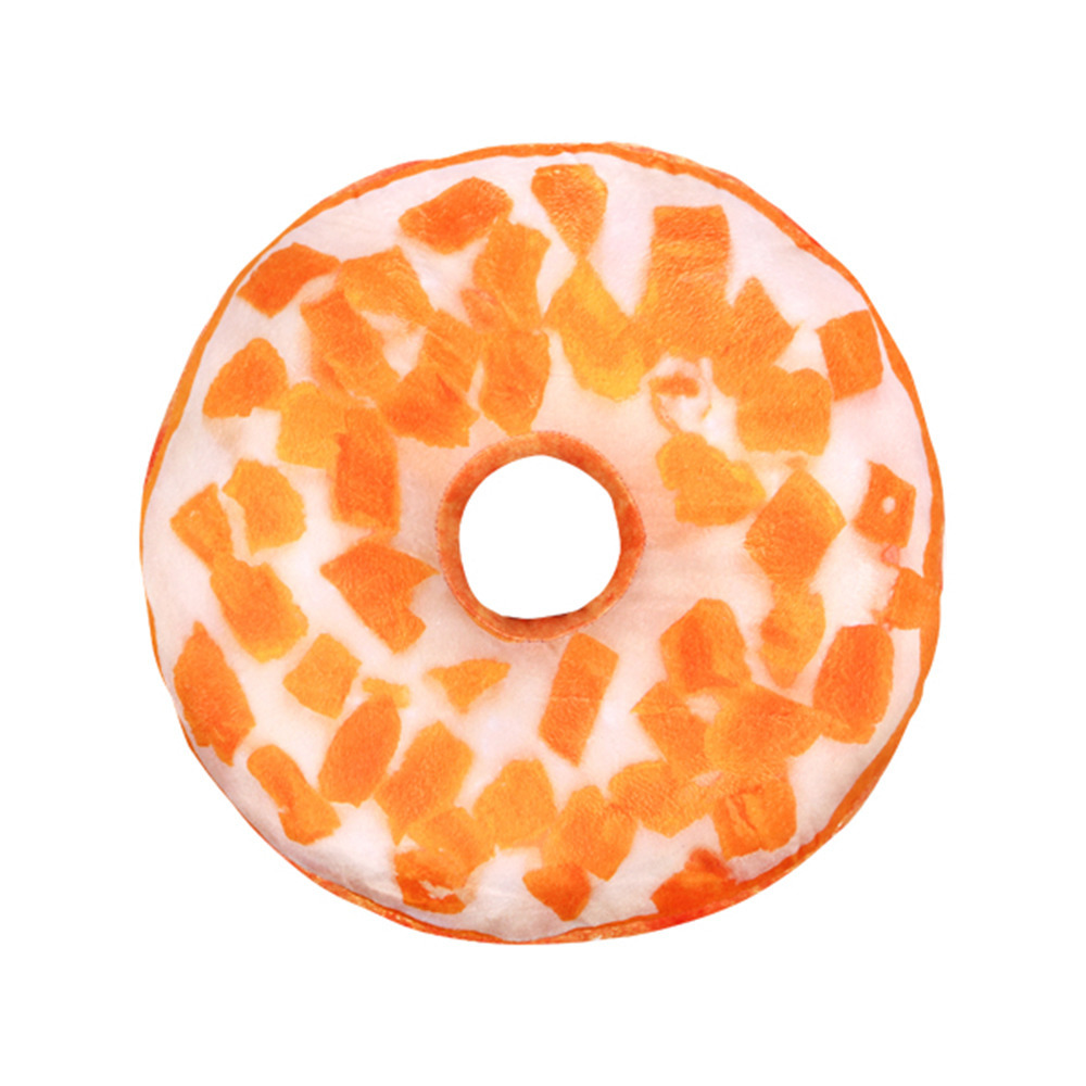 Wit/oranje glazuur donut sierkussen 40 cm