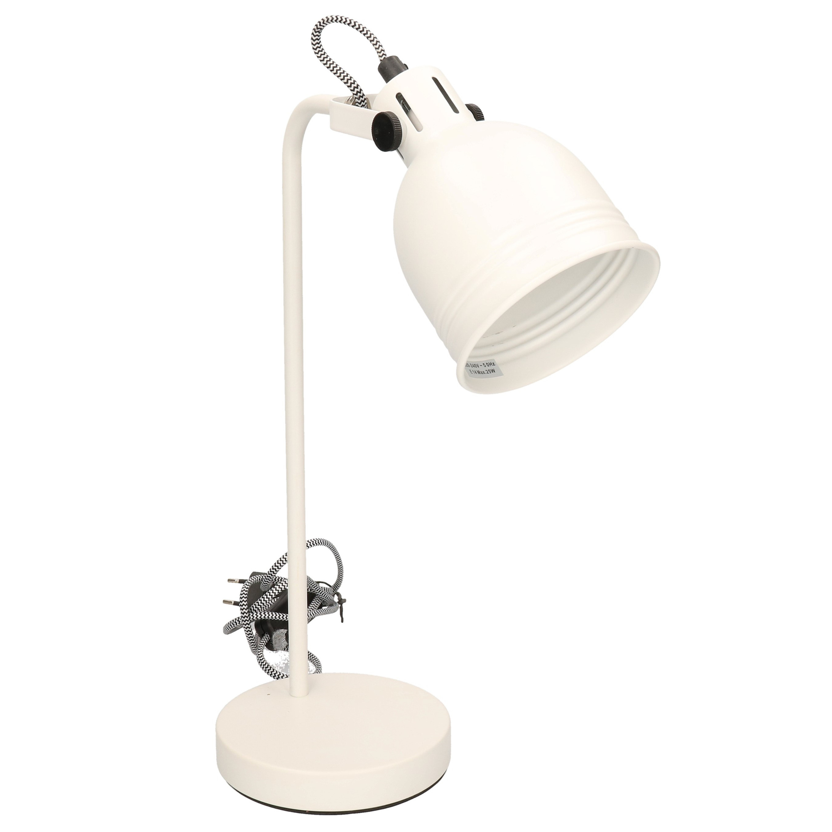 Witte bureaulamp/schemerlamp metaal 42 cm