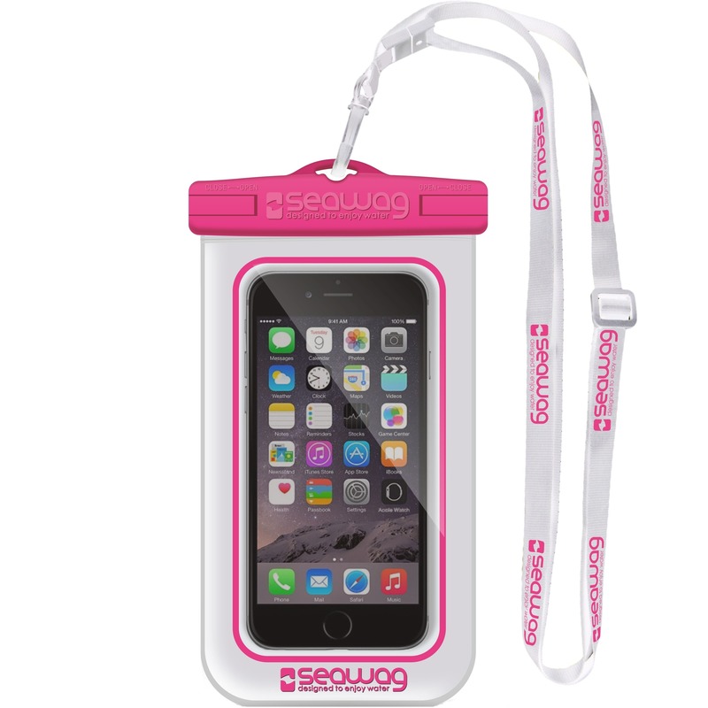 Witte/roze waterproof hoes voor smartphone/mobiele telefoon