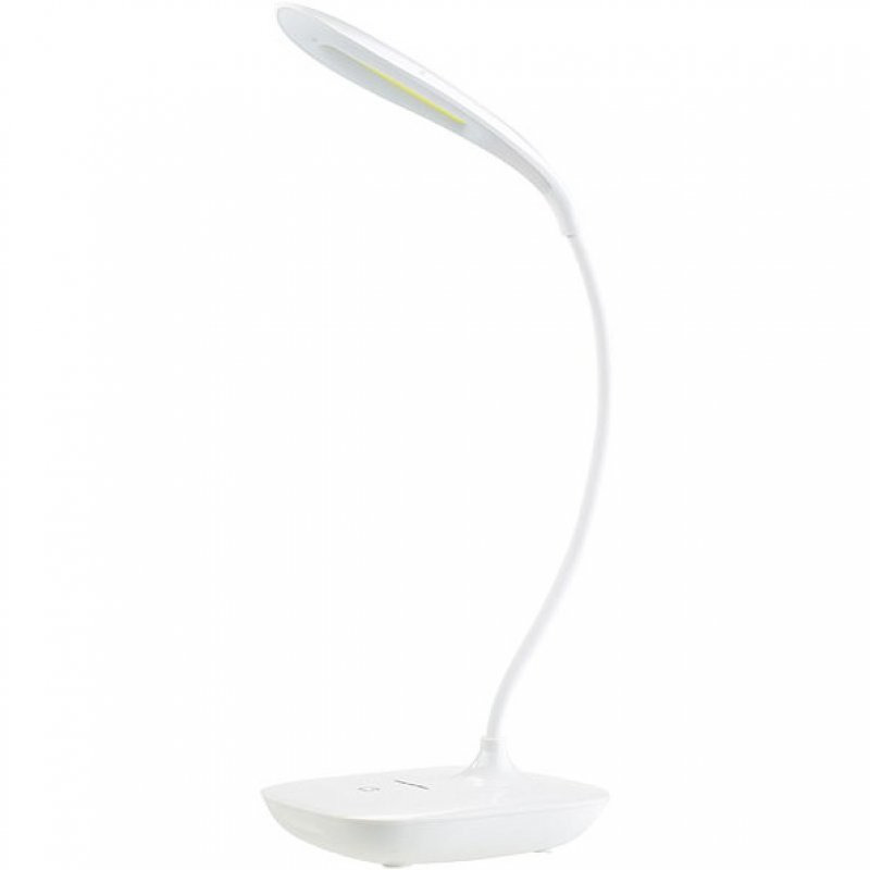 Witte tafellamp/bureaulamp met flexibele arm en aanraakfunctie batterij kunststof/rubber 45 cm