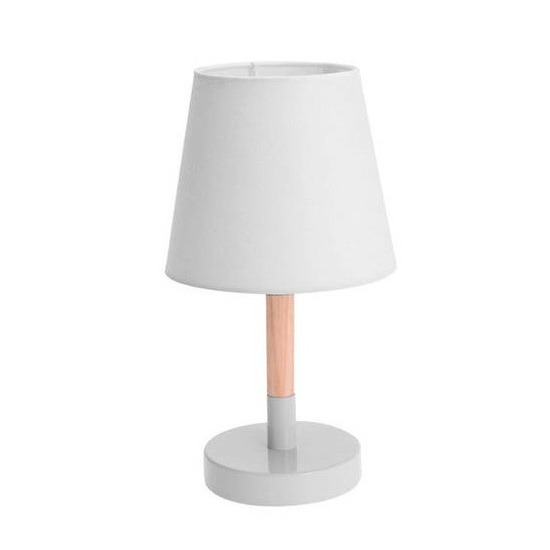 Witte tafellamp/schemerlamp hout/metaal 23 cm