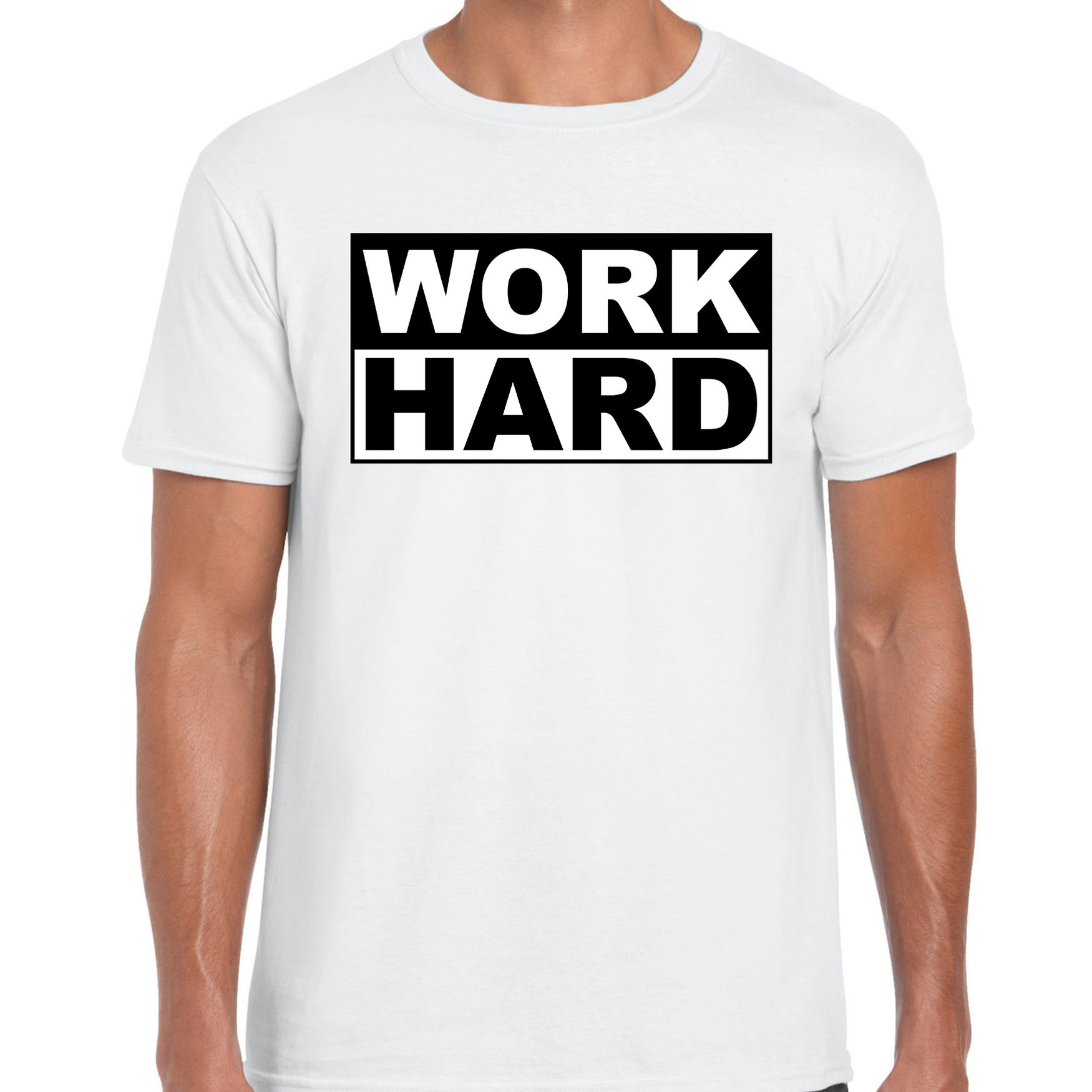 Work hard t-shirt wit voor heren - vaderdag cadeau shirt papa