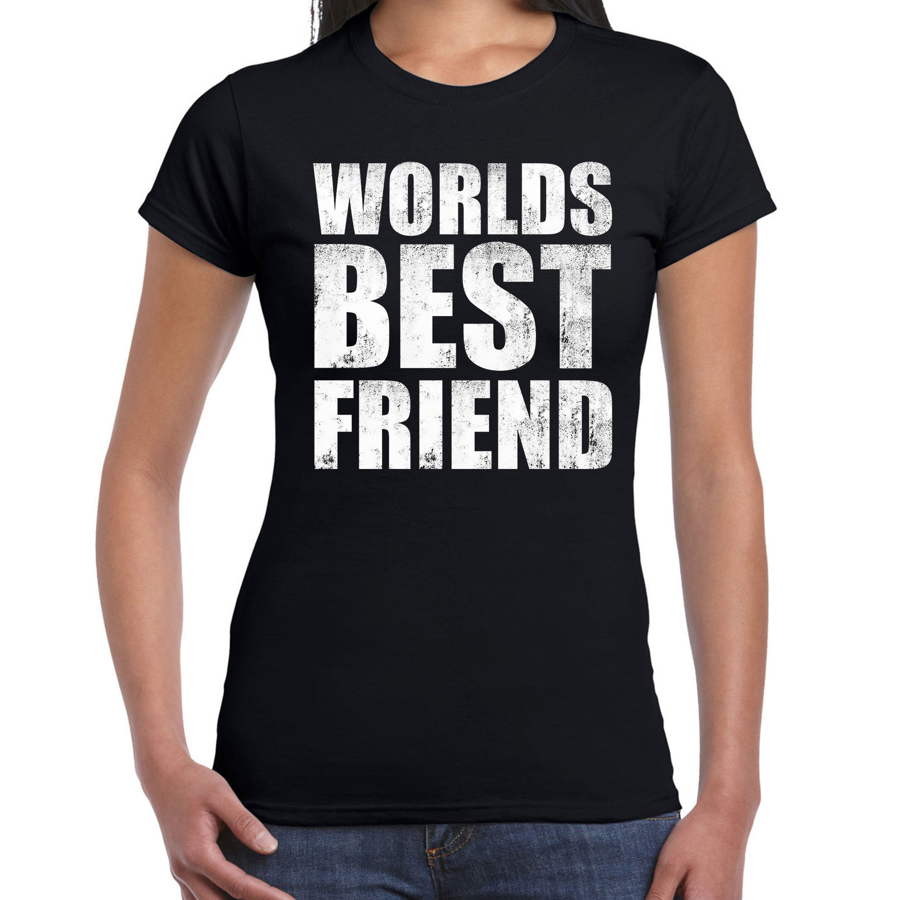 Worlds best friend cadeau t-shirt zwart voor dames