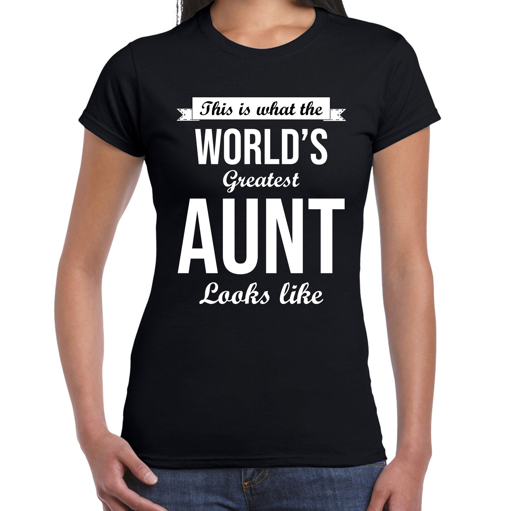 Worlds greatest aunt tante cadeau t-shirt zwart voor dames