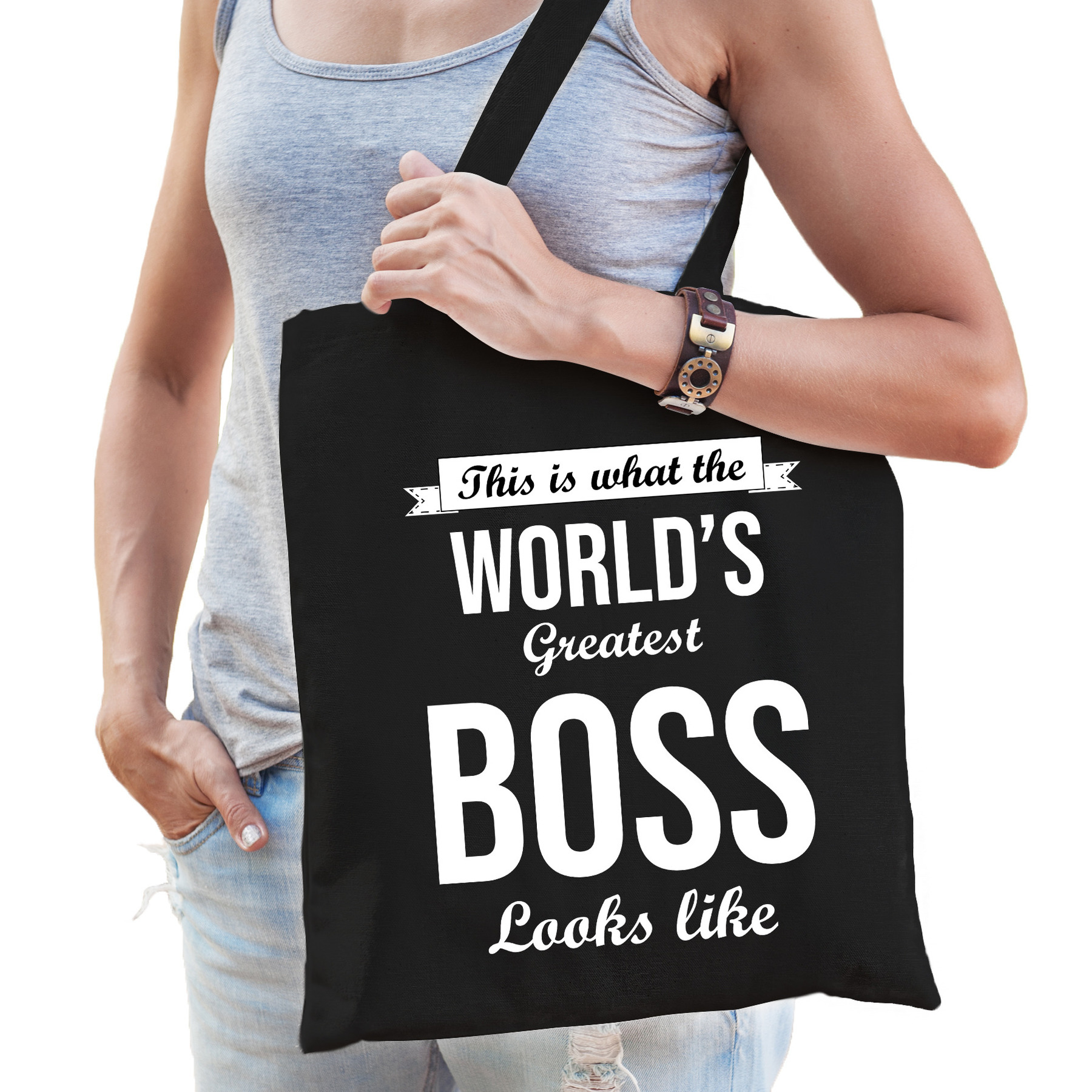 Worlds greatest BOSS bazin cadeau tas zwart voor dames