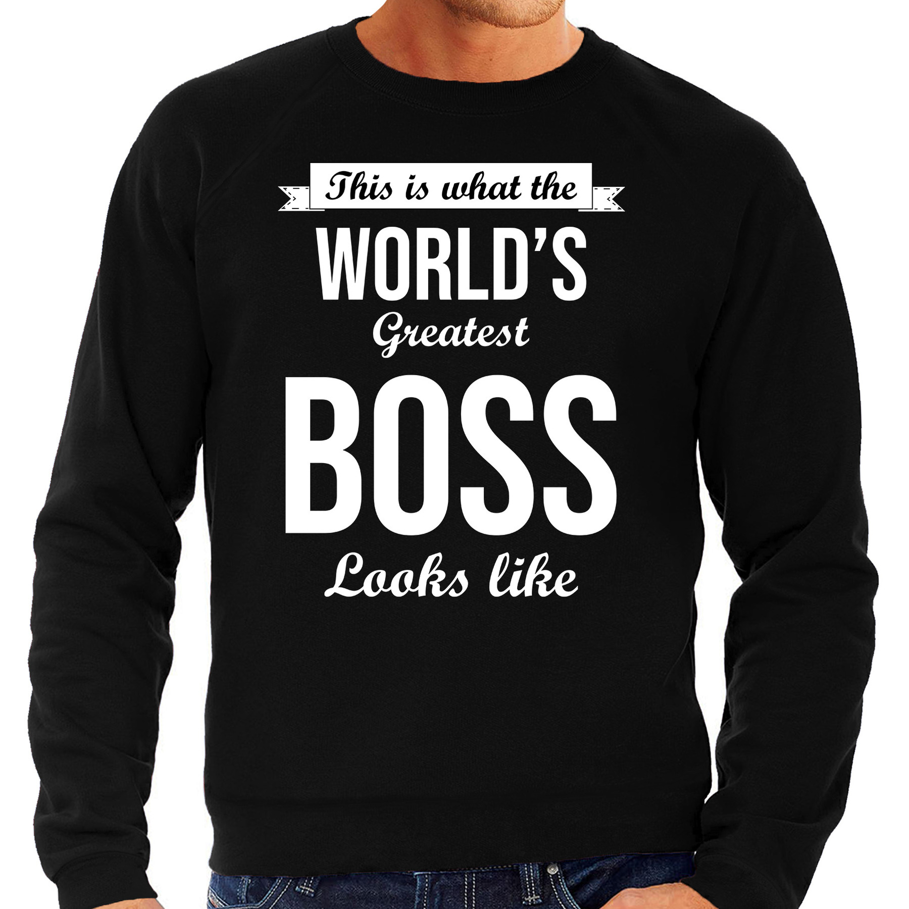 Worlds greatest boss cadeau sweater zwart voor heren