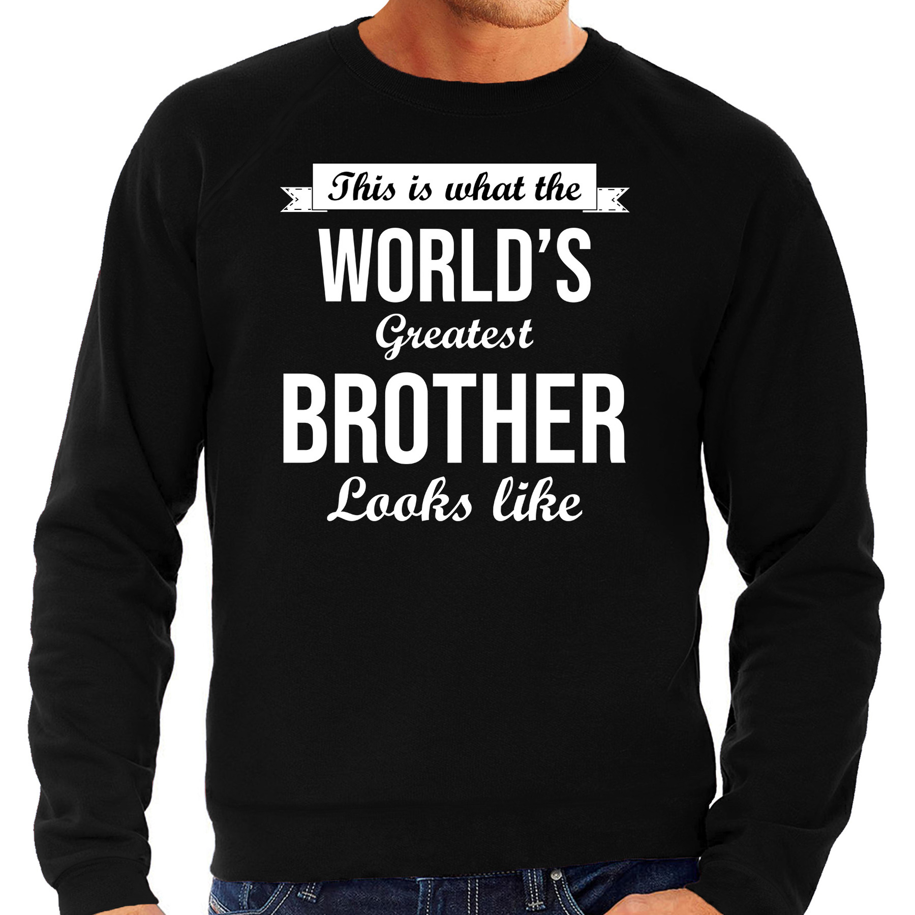 Worlds greatest brother cadeau sweater zwart voor heren