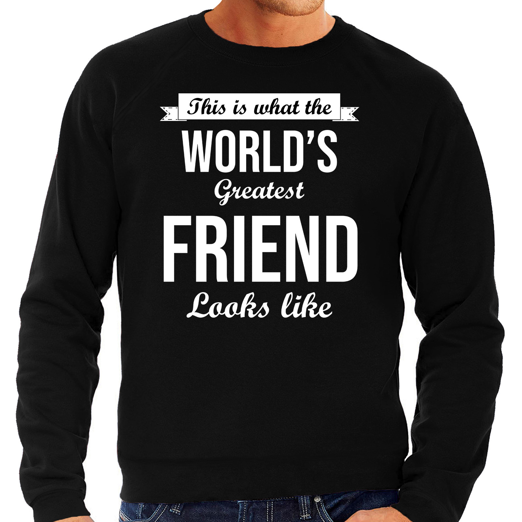 Worlds greatest friend cadeau sweater zwart voor heren