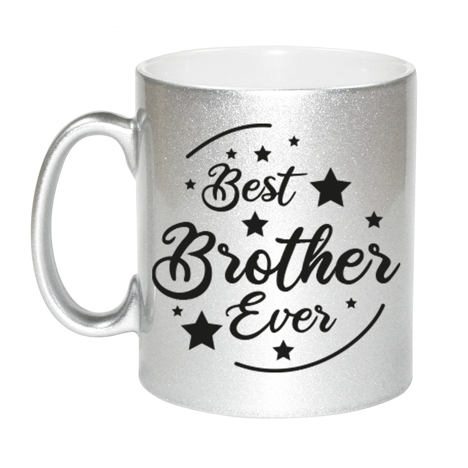 Zilveren Best Brother Ever cadeau koffiemok / theebeker 330 ml
