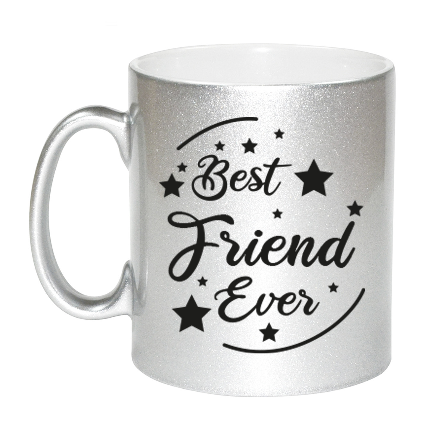Zilveren Best Friend Ever cadeau koffiemok / theebeker 330 ml