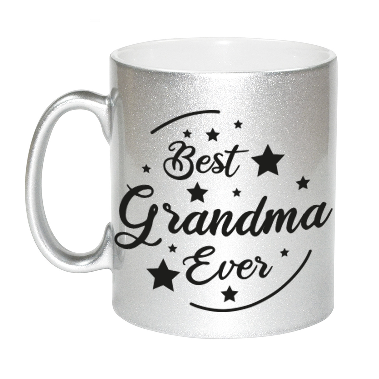 Zilveren Best Grandma Ever cadeau koffiemok / theebeker 330 ml