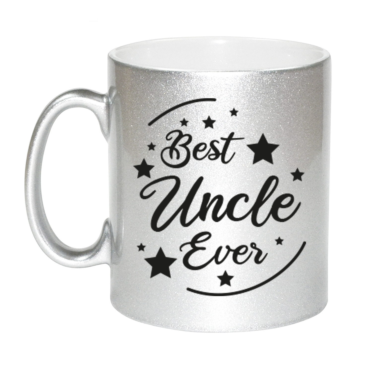 Zilveren Best Uncle Ever cadeau koffiemok / theebeker 330 ml
