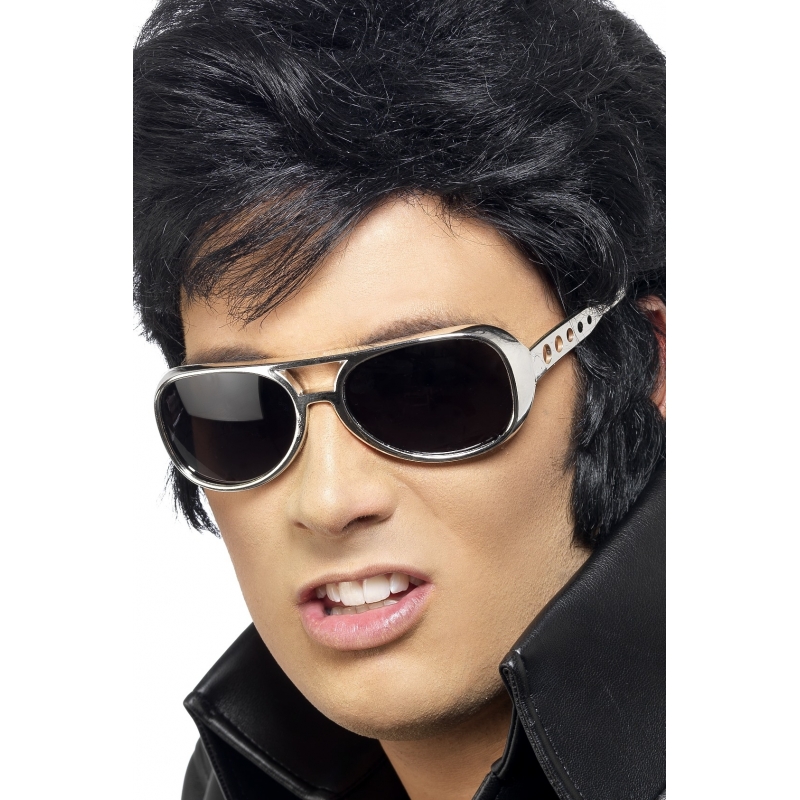 Zilveren feest brillen Elvis stijl