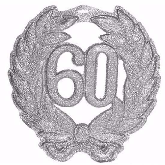 Zilveren jubileum krans 60 jaar met glitters 45 cm