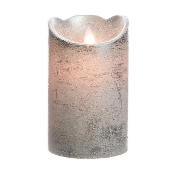 Zilveren LED kaarsen/stompkaarsen 12 cm flakkerend