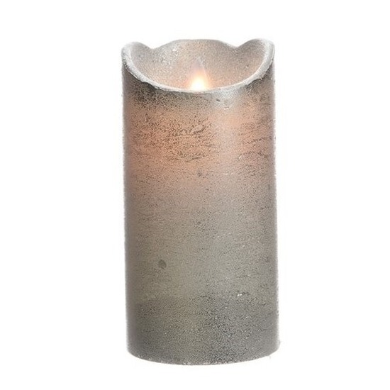 Zilveren LED kaarsen/stompkaarsen 15 cm flakkerend
