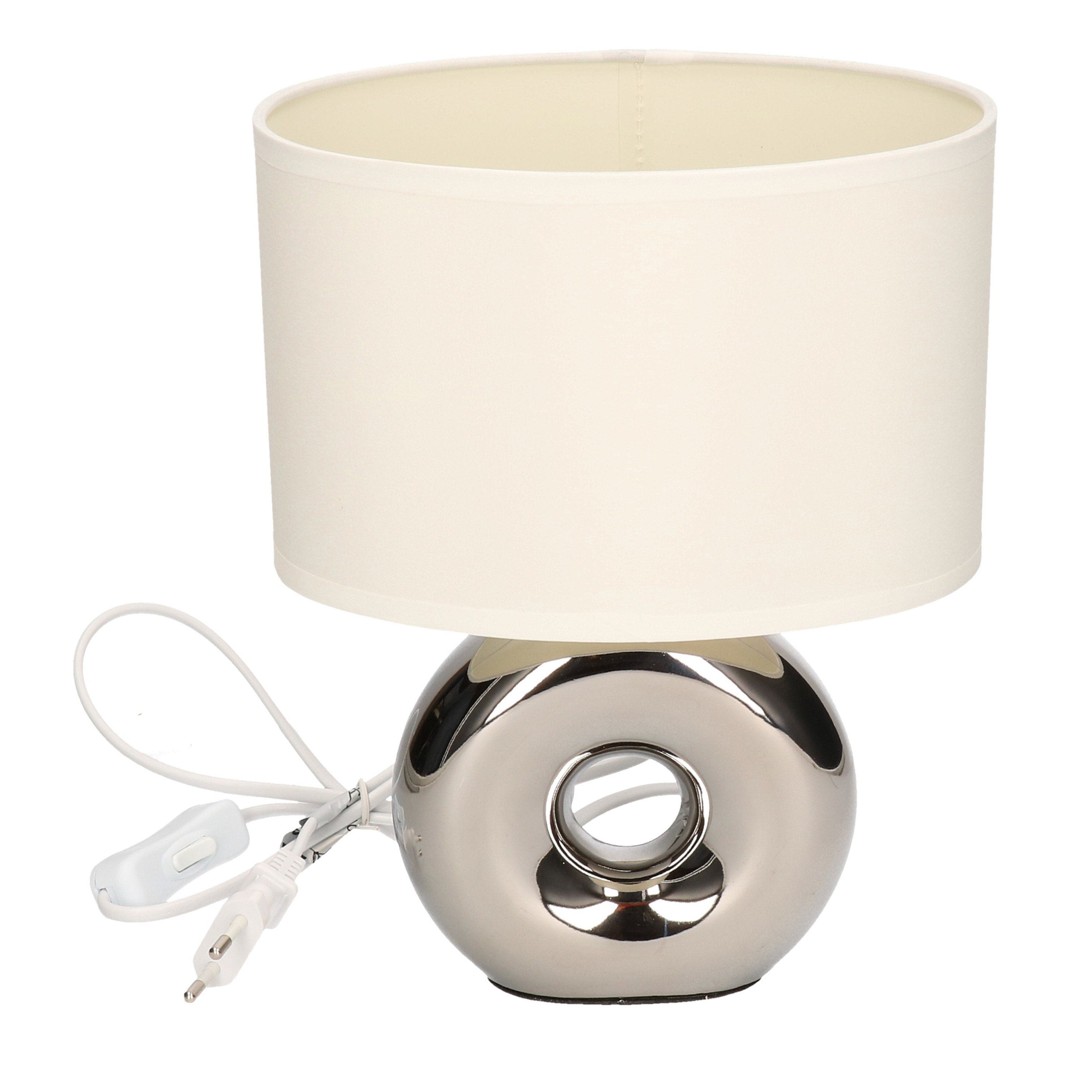 Zilveren tafellamp/schemerlamp porselein 26 cm