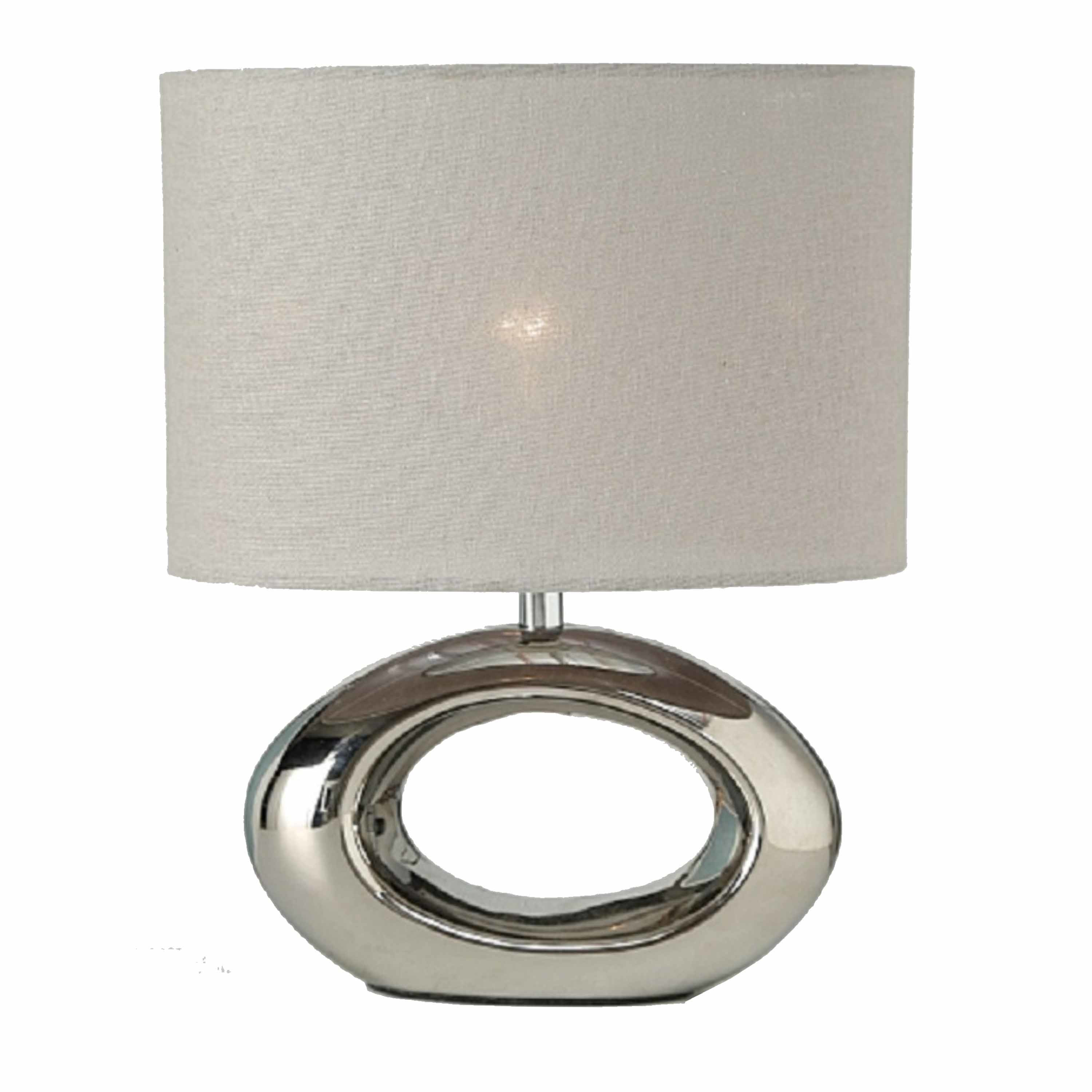 Zilveren tafellamp/schemerlamp porselein 33 cm