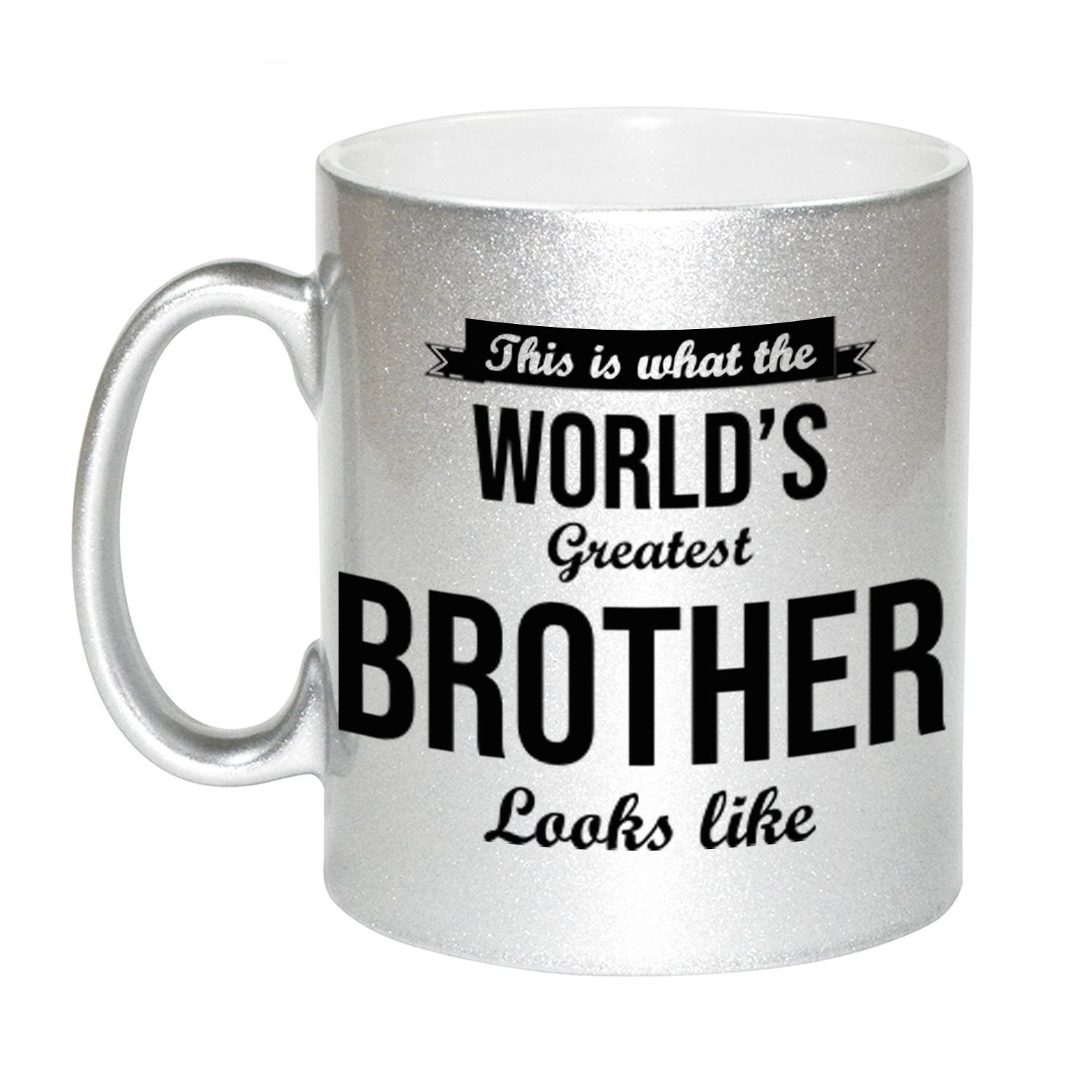 Zilveren Worlds Greatest Brother cadeau koffiemok / theebeker 330 ml