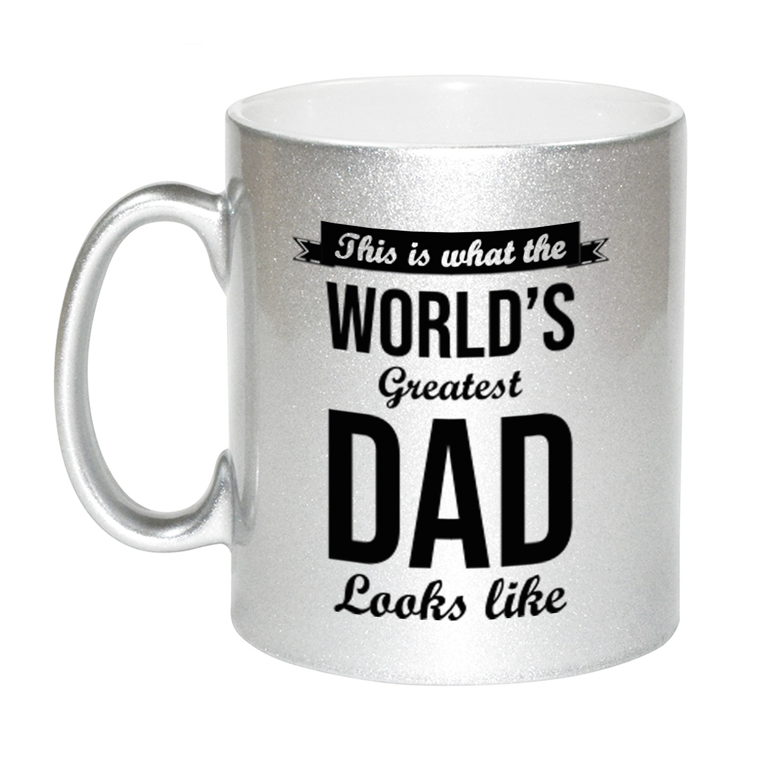 Zilveren Worlds Greatest Dad cadeau koffiemok / theebeker 330 ml