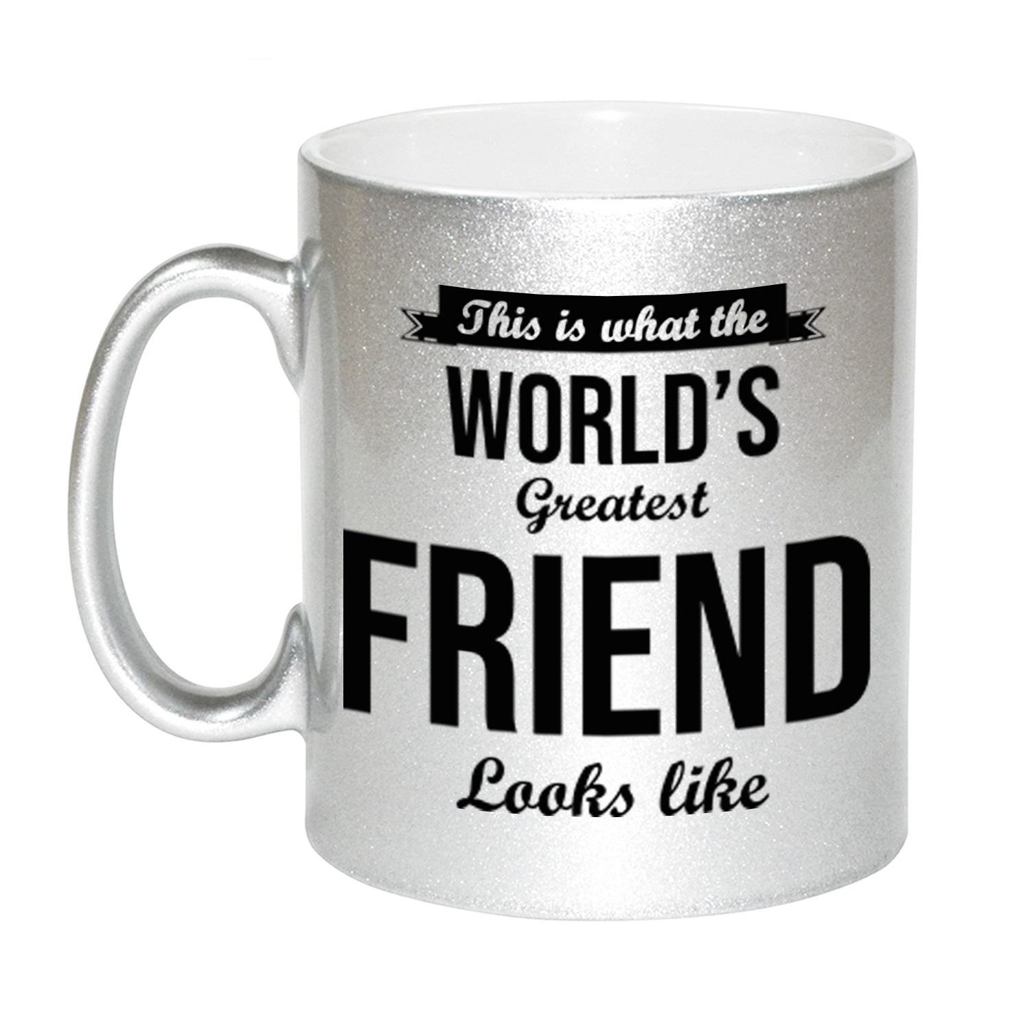 Zilveren Worlds Greatest Friend cadeau koffiemok / theebeker 330 ml