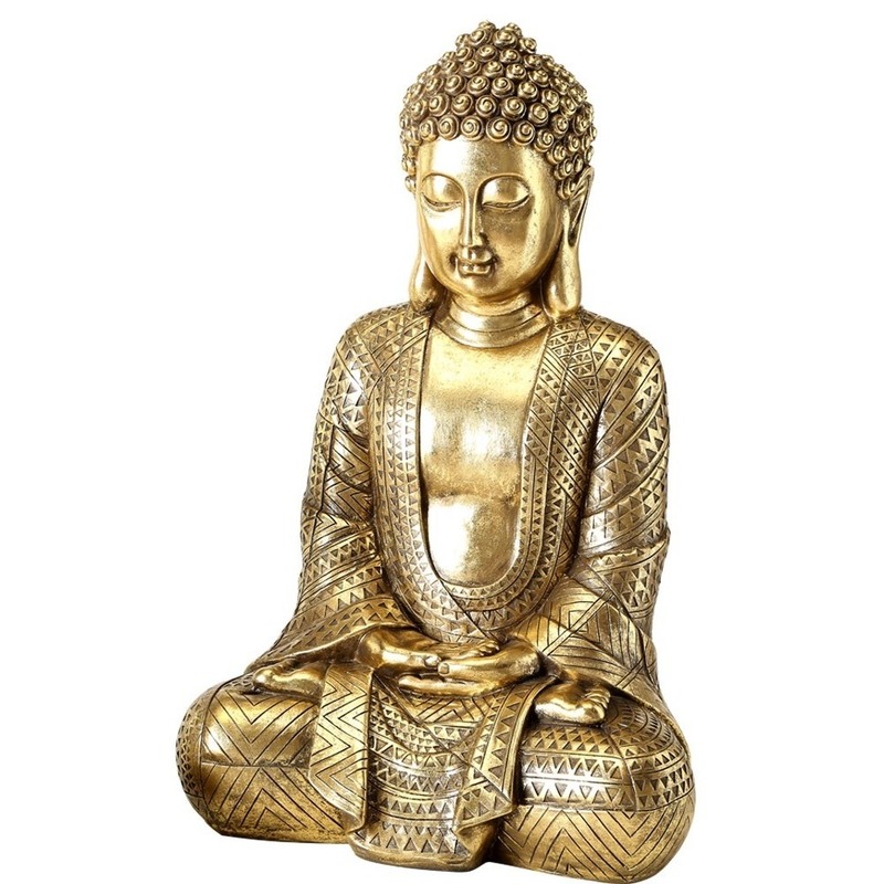 Zittend Boeddha beeld goud 39 cm
