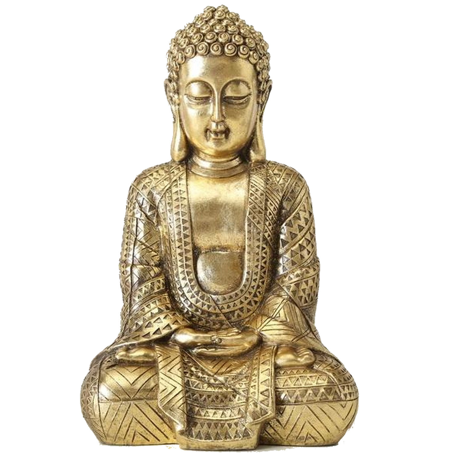 Zittend Boeddha beeld goud polystone 70 cm