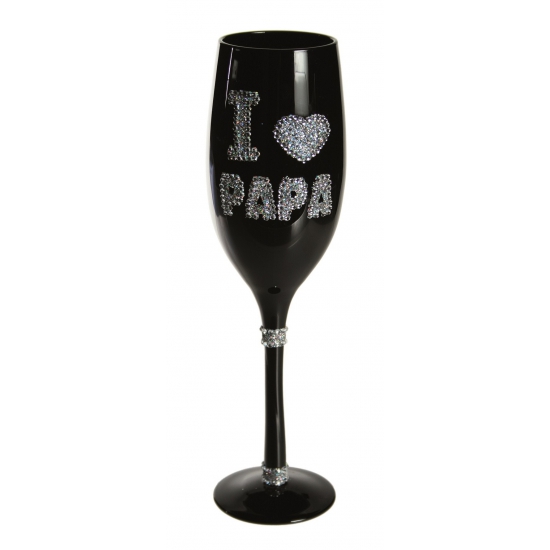 Zwart champagne glas I love papa giftbox